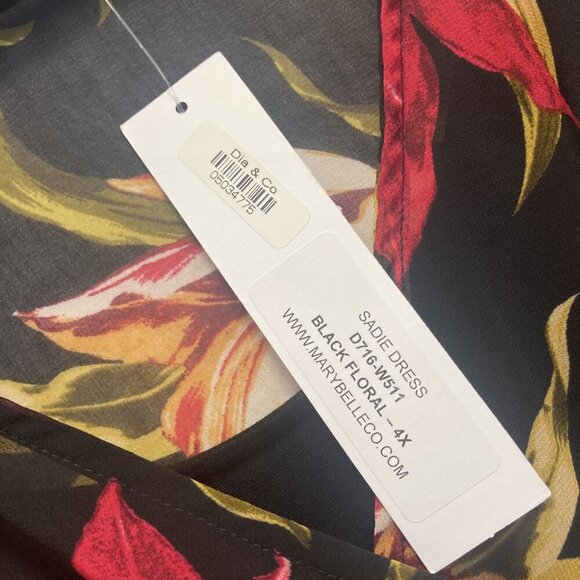 NWT Marybelle Sadie Dress Womens 4X Floral Sleeveless Chiffon Dark Romantic Knee - Picture 9 of 16